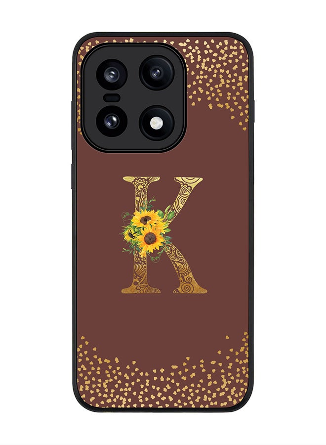 Stylizedd For OnePlus 15 Case,Slim fit Camera Protection, Shockproof Thin Phone cover  - Custom Floral Monogram - K  (Brown ) - Image 1